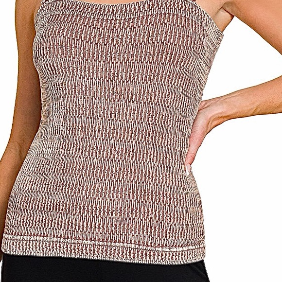 😉 👀 Zenana Seamless Winkle Stone Washed Tank Top - Winter 🌹 Rose - Picture 4 of 8